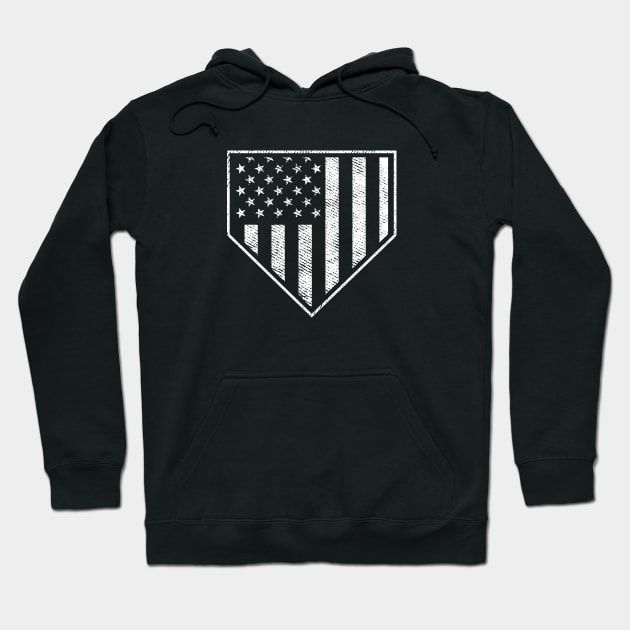 American Flag Grunge Home Plate Patriotic Baseball Softball Lover Gifts Hoodie by TeeCreations